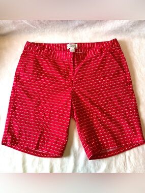 J. Crew Red Dot-Print Bermuda Shorts